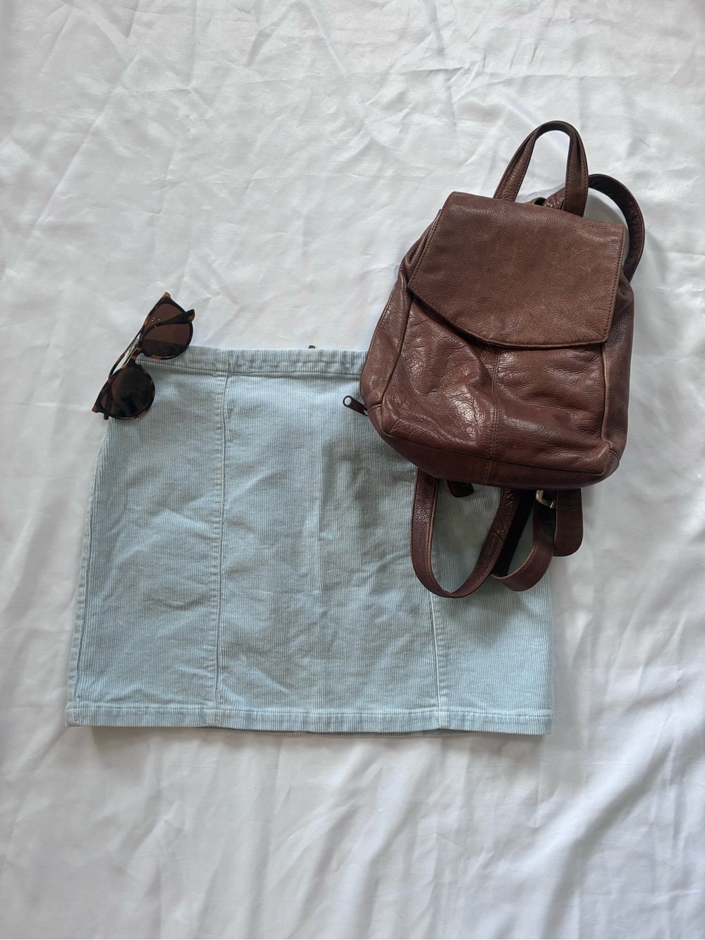Forever 21 Pale Blue Corduroy Mini Skirt with Exposed Zip